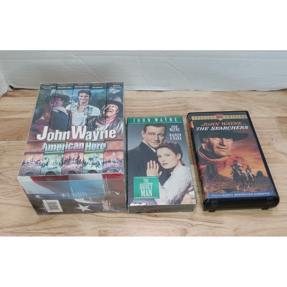 John Wayne Lot of 7 VHS Movies American Hero Set, Quit Man, The Searchers